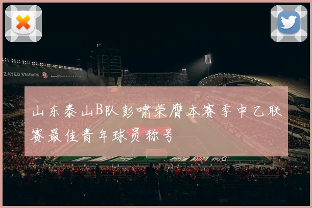 山东泰山B队彭啸荣膺本赛季中乙联赛最佳青年球员称号